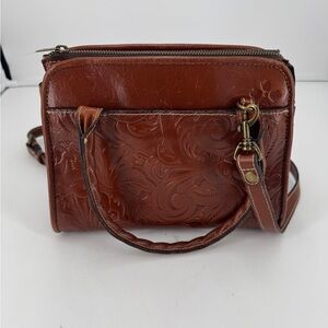Patricia Nash Paris Florence Brown Tooled Leather Crossbody Handbag P01807